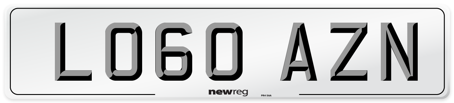 LO60 AZN Number Plate from New Reg